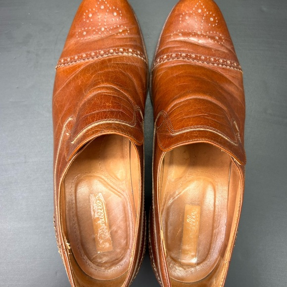 Vintage Vero Cuoio Mondello Mens Loafers Italian Leather Shoes Size 44 - Picture 4 of 11